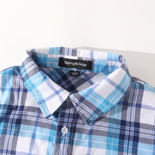 Spring&Gege Boys' Short Sleeve Button Down Shirts Casual Woven Plaid (4-12 Years)4