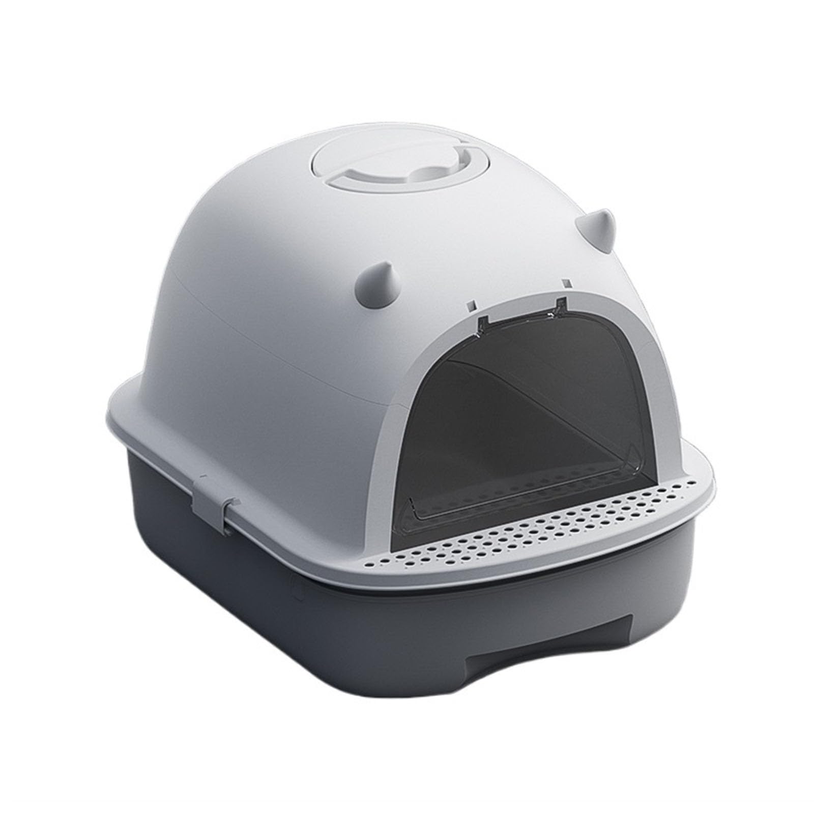 Exclusivo para Gatos y Perros Bandeja de Arena for Gatos pequeña for Completamente Cerrada for con Tapa Antifugas e Inodoro, fácil Instalar y Limpiar para Interiores(Grey)