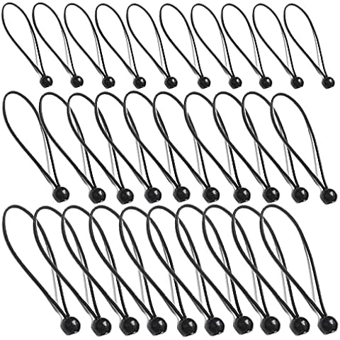 30 pcs Ball Bungee Cords, BOSOIRSOU 6" 8" 10" Tie Down Strap Elastic String Heavy Duty Tarp Bungee Cords for Camping Tents Cargo Holding Wire Cover