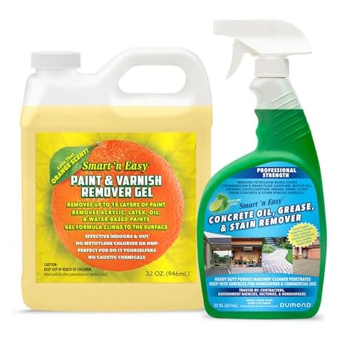 Smart ‘n Easy Ultimate Cleaning Discount Bundle - Contains Citrus Paint & Varnish Remover 32oz and Concrete Oil, Grease, & Stain Remover 22oz Spray - Remove Paint, Varnish, and Oily Messes with Ease! Cover