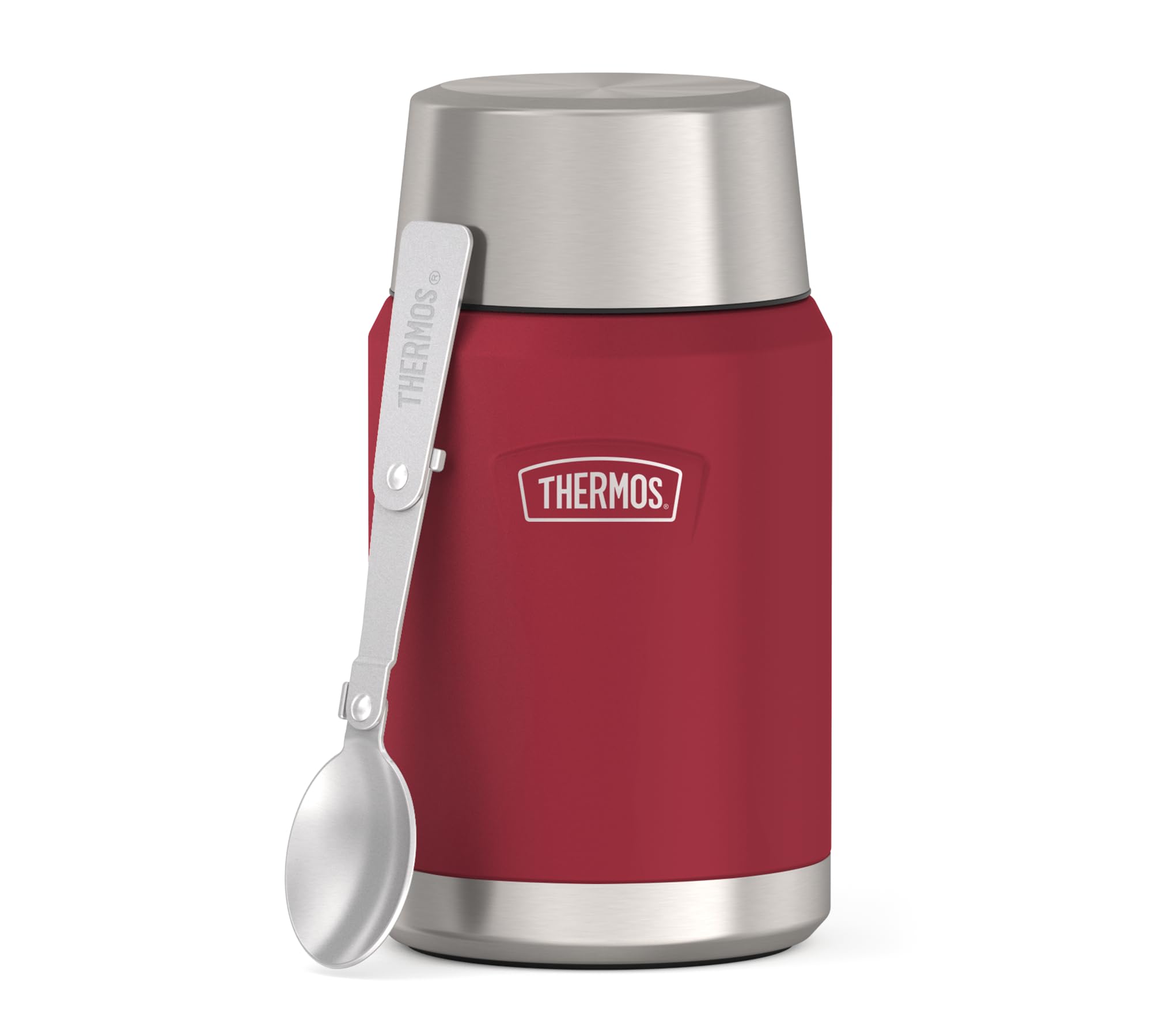 Thermos ICON Food Jar 0,71 l, rosso/bacca mat, contenitore per cibo 710 ml, in acciaio inox 18/8 a doppia parete, mantiene caldo e freddo, con cucchiaio pieghevole, fondo antiscivolo, assolutamente