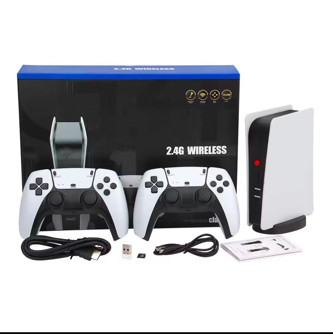 Playtastic M5 4K Retro Video Game Console 15,000+ Free Games, Plug & Play Tv Gaming Box With 2 Wireless Controllers, Hdmi Output, Lightweight Design, Compatible With Ps-1/CPS/FC/GBA/Arcade Games