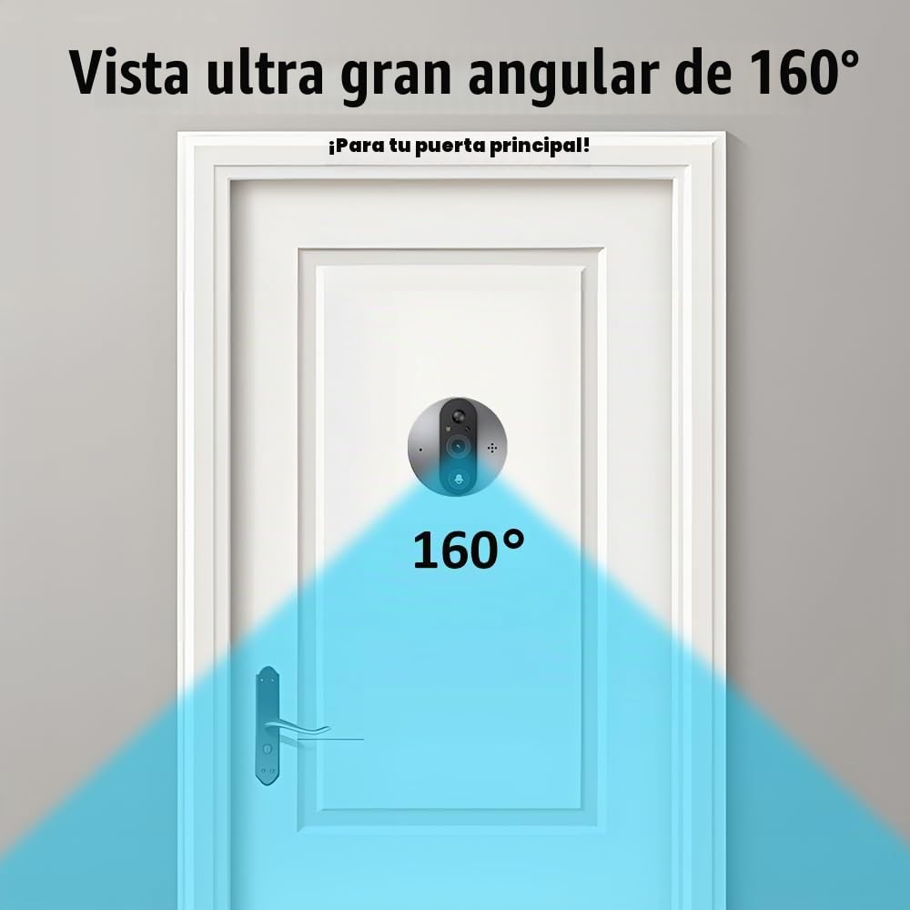 3MP Mirilla Digital Puerta WiFi con MicroSD de 32GB con Pantalla de 4.3'' Inalámbricos Cámara Video Timbre Inalámbrico Monitor con Batería Recargable 5000mAh,PIR Detección de Movimiento