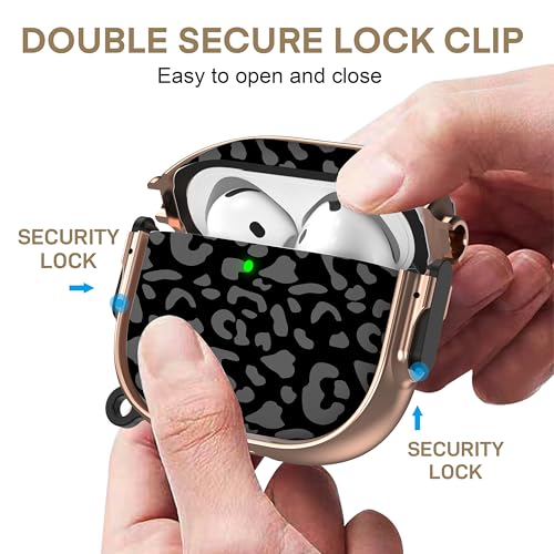 Image of Maxjoy for AirPods 4 Case with Lock, Cute AirPods 4 Case Lock Protective Hard AirPod 4 Generation Cover for Women Men with Keychain Clip for AirPod 4th Generation Cover 2024, Grey Leopard
