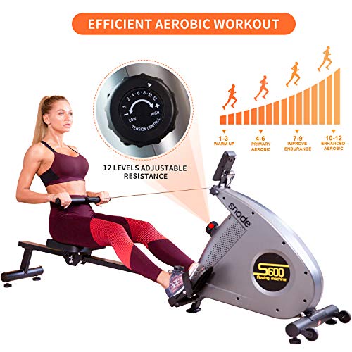 image for SNODE Bluetooth Magnetic Rowing Machine Rower with Bluetooth Heart Rat