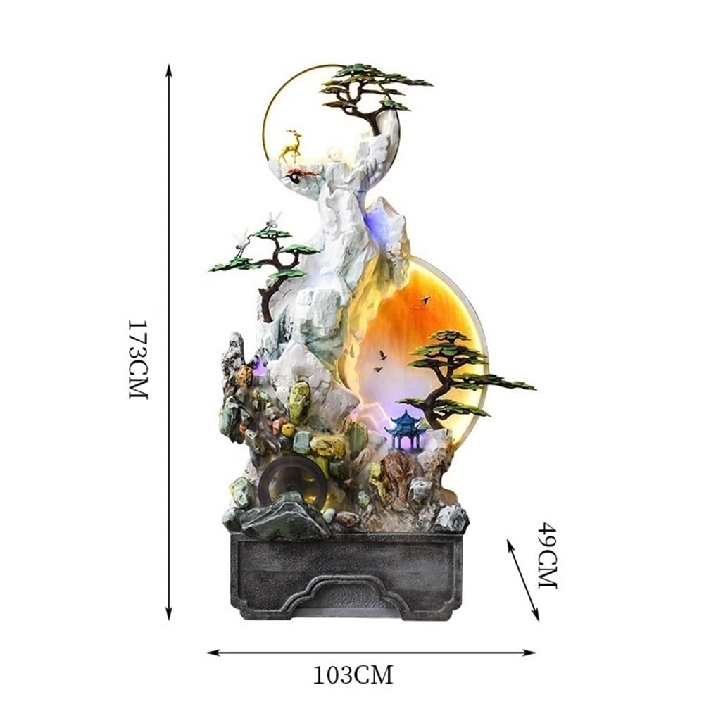 Indoor Floor Fountain Rockery, Flowing Water Landscape Circular Ornaments Feng Shui Wheels, Wealth Attracting Fountains Light Luxury Living Rooms Floor Decorations Water Fountain