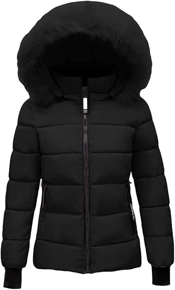 Winter Coats for Women Puffer with Hood Removable Hoodie Jacket Quilted Bomber Jacket Heavyweight Thermal Outerwear