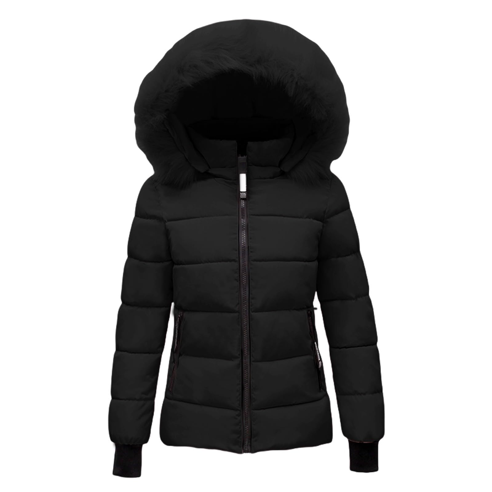 Piumino da donna, giacca trapuntata leggera invernale, invernale da donna con cappuccio in pelliccia, piumini corti, piumini trapuntati spessi e caldi, felpa oversize da donna