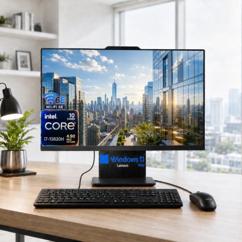 Image of Lenovo IdeaCentre Business All-in-One PC, 27 inch FHD Display, Intel 13th Gen Core i7 Hybrid Architecture for Fast Multitasking, 16GB DDR5 RAM, 512GB SSD, Wi-Fi 6E, Microsoft Copilot, Windows 11 Pro