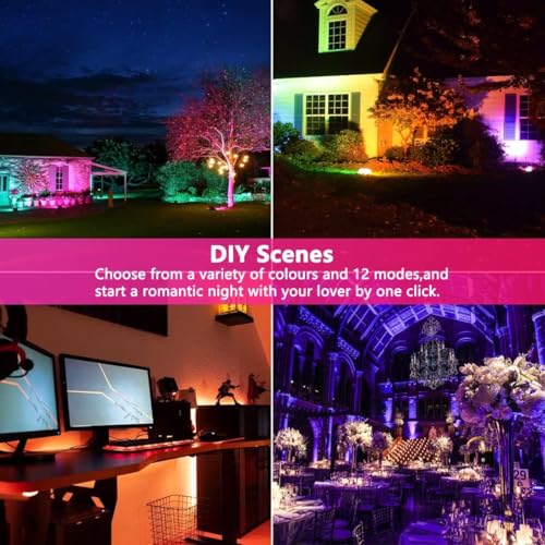 Led Flood Light 30W, 300W Equivalent 3000 LM Outdoor Color Changing Led Stage Landscape Lights, Bluetooth RGBW Smart Floodlights 2700K & 16 Million Colors&Timing& Music Sync, IP66,US 3-Plug (2 Pack)