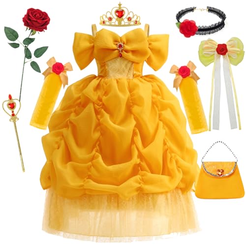 Disfraz princesa niña vestido amarillo con accesorios miniatura 1