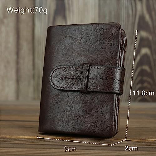 Retro Genuine Leather Bifold Wallet for Men RFID Blocking Classic Slim Design Card Holder (Coffee,Short)4