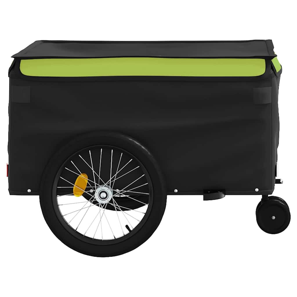 Mangloder Remorque de vélo en fer noir et bleu avec timon, drapeau de sécurité, espace de chargement 62 x 40 x 31 cm, pour le transport, le camping, les excursions en famille, les chiens et les