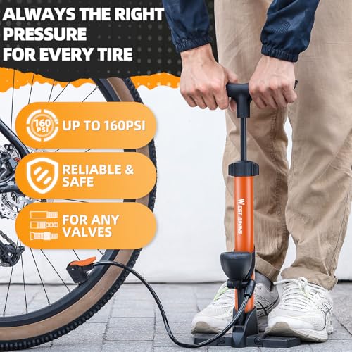 Bomba de pie para bicicleta que soluciona las ruedas desinfladas sin esfuerzo físico 7