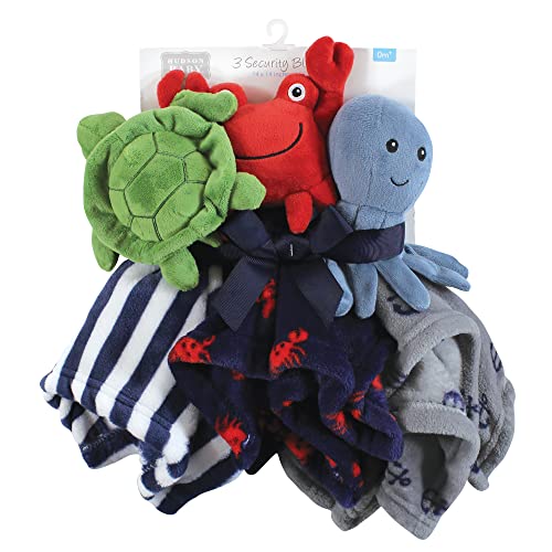 Image of Hudson Baby Unisex Baby Animal Face Security Blanket, Sea Creatures, One Size
