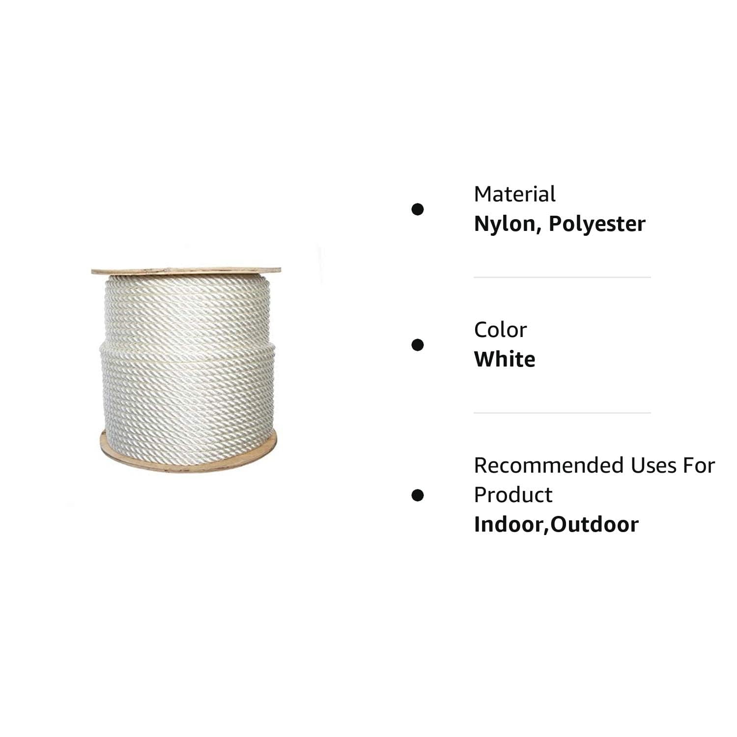 ATERET 3-strängiges Nylon Plus Seil – Wetterfestes Allround-Seil Für Outdoor & DIY, 3/8 X 72 Zoll