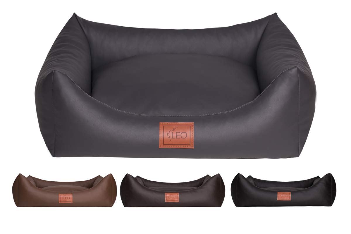 Sofa Natalie. Hundebett, Kunstleder. Hundekissen. Hundesofa. 4 Größen (L 100x80 cm, Graphit)