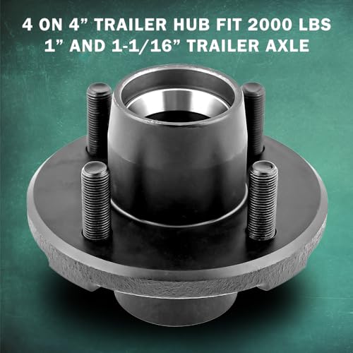 JADODE 4 on 4 Trailer Hub Kit for 2000 lbs Axle, Fits 1" Trailer Axle, 4x4 Trailer Idler Hub Kit with Extra Cap & Rubber Plug,ONLY fits 2000lbs - Thumbnail 4
