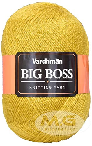 Image of Vard hman Bigboss Mustard (600 gm) Wool Ball Hand Knitting Wool /Art Craft Soft Fingering Crochet Hook Yarn, Needle Knitting Yarn Thread dye MG PF