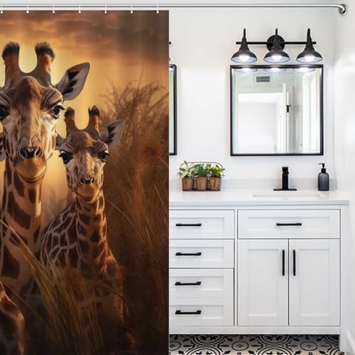 Rideau de douche girafe tissu polyester imperméable 60x72 - 5