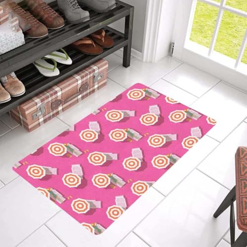 ���փ}�b�g �r�[�`�g�b�v�r���[�P�e�[�}���o�[ 50×80cm doormat Beach Top View Umbrella Theme Rubber