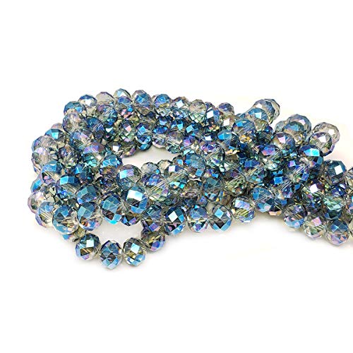 Image of 10mm Clear Green Rondelle Glass Beads for Jewelry Making AB Colour 200pcs Faceted Briolette Shape Crytal Spacer Beads Assortments Supplies Accessories for Bracelet Necklace for Wholesale
