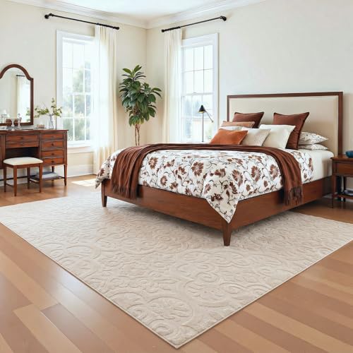 Tapete decorativo U'Artlines beige 8x10 pies lavable miniatura 6