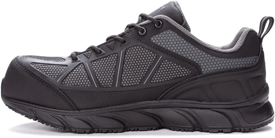 Propét Mens Seeley Ii Industrial Shoe, Black/Grey, 13 XX-Wide US