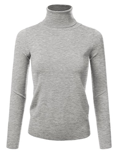 Image of Stretch Soft Knit Sweater Turtle Neck Long Sleeve Casual Lightweight Pullover Sweater for Womens with Plus Size