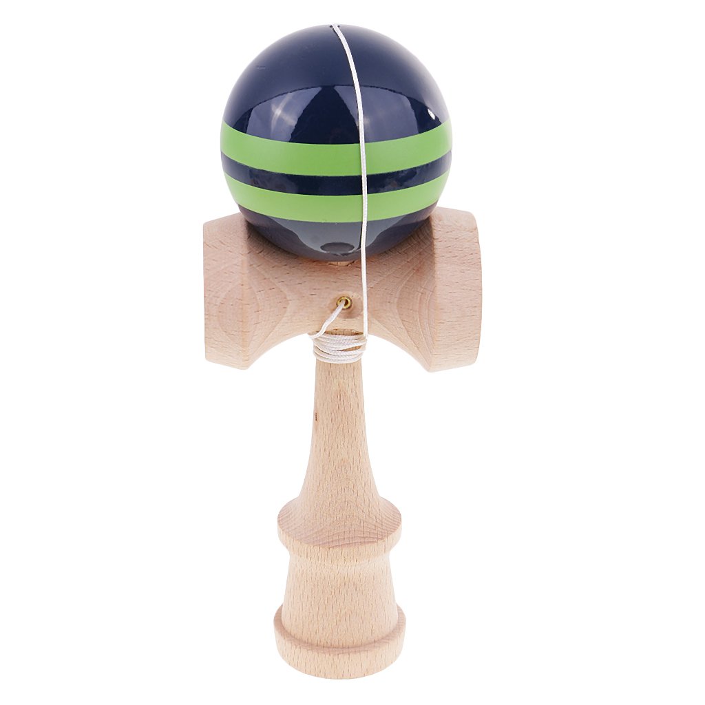 C2K Kendama Stripes Wooden Ball Catch Game Wooden Toy Blue Blue Green