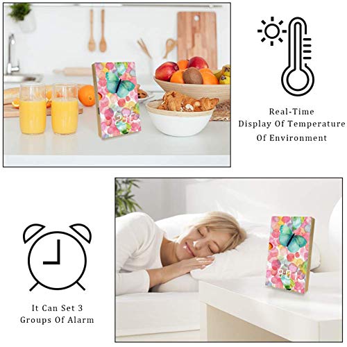 Lyetny Watercolor Butterflies Digital Alarm Clock Display Time Temperature Date Led Decorative Clock #TOP4