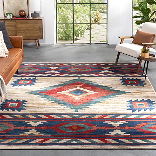 Image of Well Woven Tulsa Lea Cream Traditional Southwestern Tribal 7'10" x 9'10" Area Rug