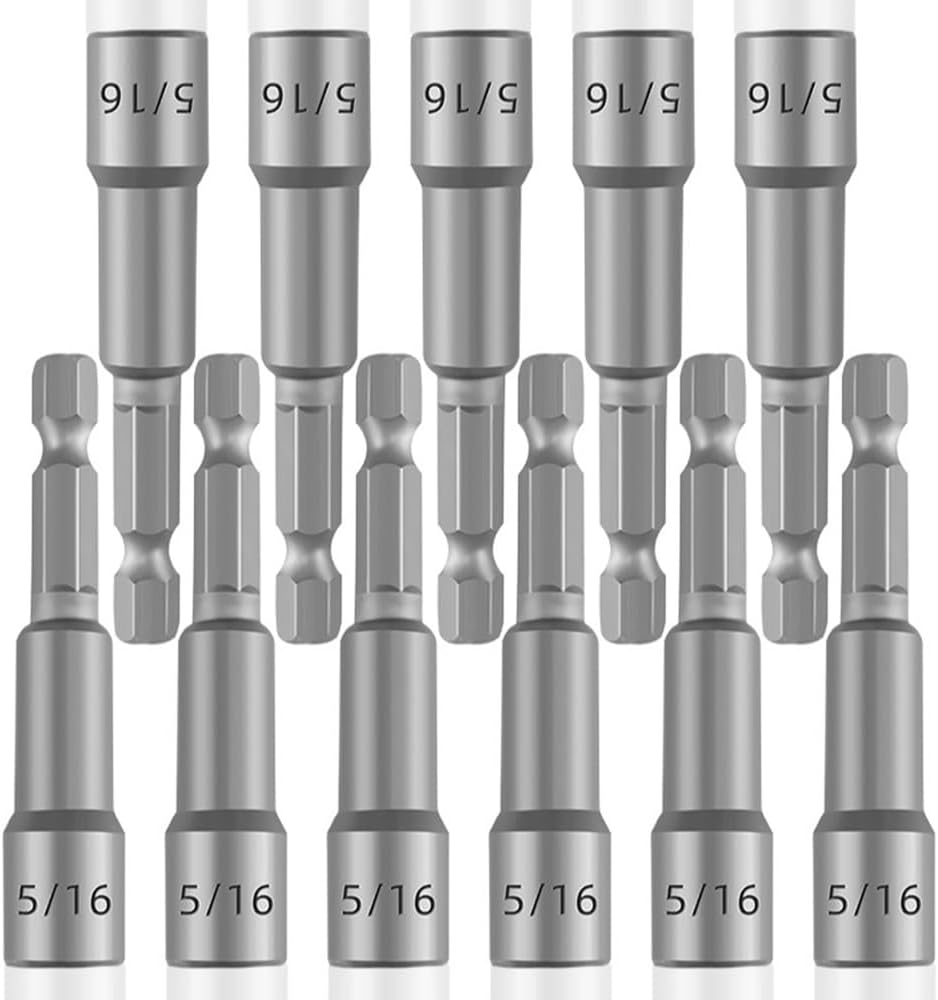 11PCS 5/16 Nut Driver Set for Impact Drill - Ultra Magnetic, Standard British Impact Driver Bits, 2.5 Inches (65mm), Different From 8mm