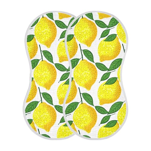 xigua Yellow Lemons Muslin Baby Burp Cloths Set of 1, Super Soft & Absorbent Burping Rags, Cotton Burp Clothes Shower Gift for Newborn, Baby Girls and Boys2