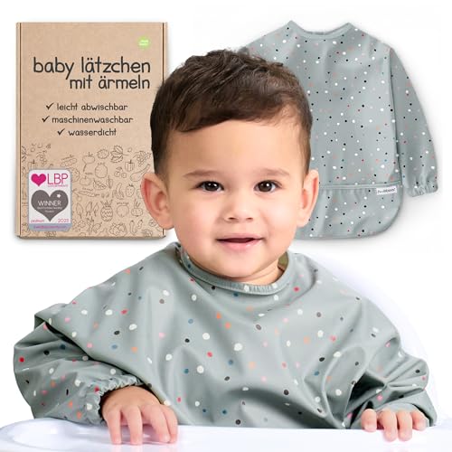 Nombear Baby Lätzchen mit Ärmeln für BLW (6 bis 24 Monate), 1 Packung