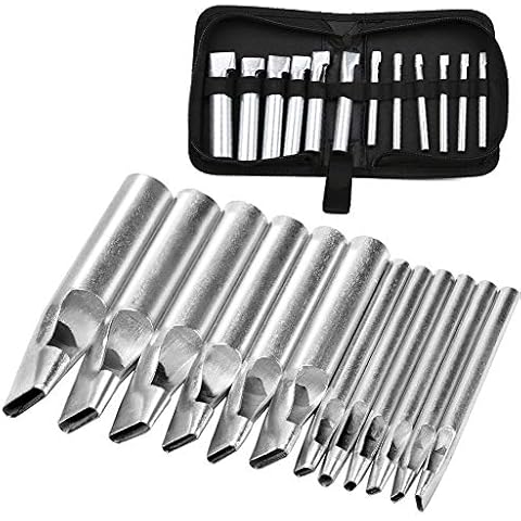 Oval Leder Punch Set, 12 Größen Hohl Locher, Oval Leder Hohl Punch mit Aufbewahrungstasche für Leder Handwerk, Gürtel, Uhrarmband, Brieftasche DIY Machen Cover