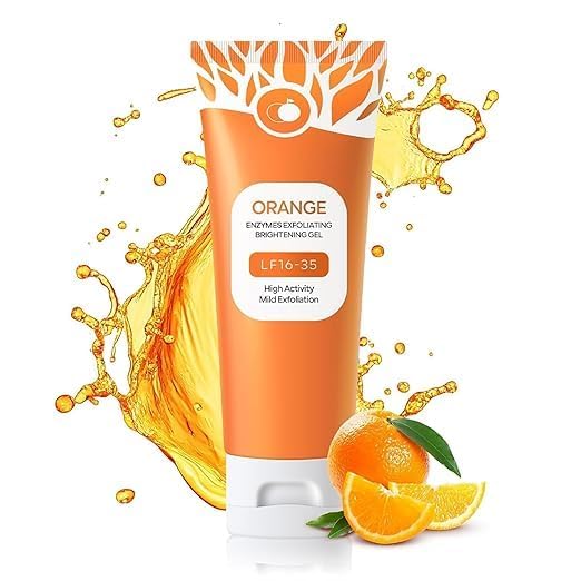 Image of Orange Enzyme Exfoliating Gel for Face & Body | Vitamin C Deep Cleansing Scrub | Dead Skin Remover | Brightening & Pore Cleansing Gel | For Men & Women (100g)