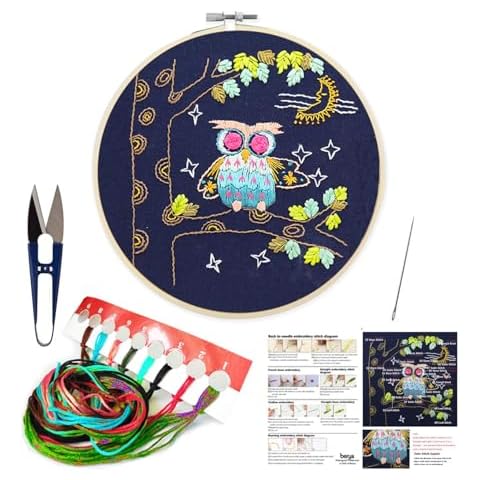 BERYA Learn to Embroidery Kits for Beginners, Pre-Stamped Cross Stitch Kits with Pattern, Hoop, Color Threads, Tools & Instruction for DIY Arts and Crafts Cover