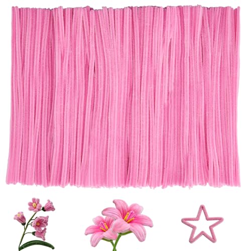 Image of VZF Pink Pipe Cleaners Craft Supplies,Chenille Stems for Art and Craft Projects Creative DIY Decorations,Room Decor,Christmas Ornaments,The Pink Stuff Wrapping Pape,Lovely Girl Toys,Halloween Decor