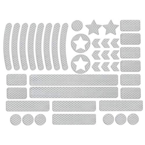 Warmzfh Pegatinas de Tiras Reflectantes de Bicicleta Impermeable Reflectora de Visibilidad para Cascos de Motocicleta Cochecitos Blanco