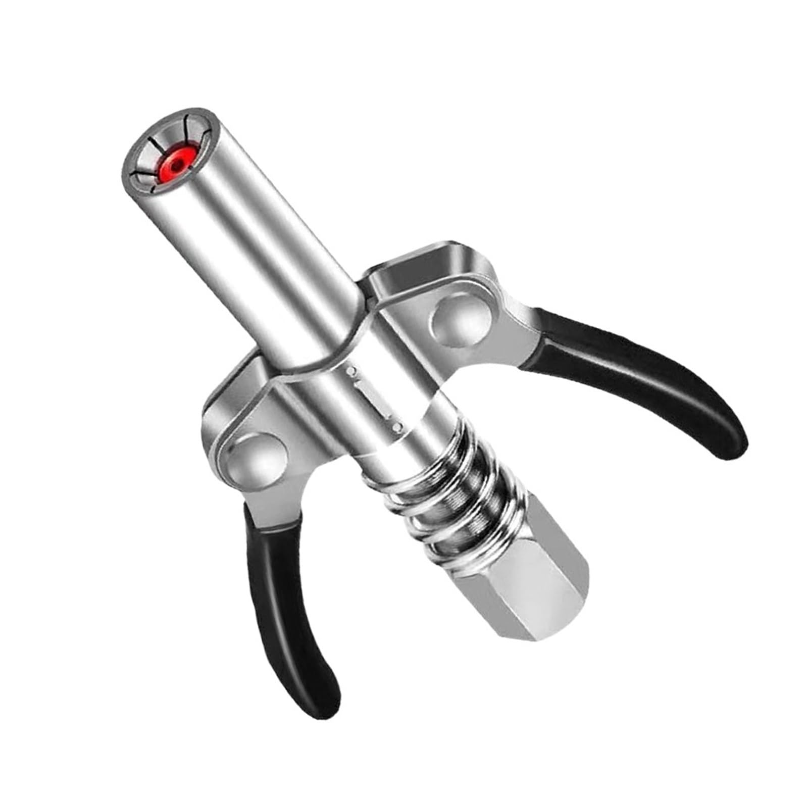 Pistola engrasadora con empuñadura de Pistola de Servicio Pesado Acoplador de Grasa de Bloqueo de 10000 PSI, Puntas de Pistola de engrase de Doble Mango con Manguera de Resorte de 30cm