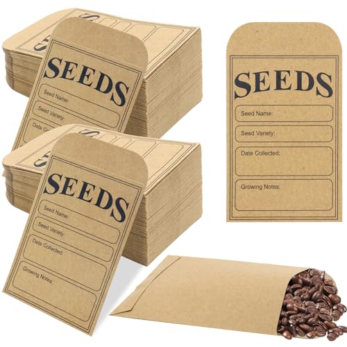 LOTMER 200 Pieces Seed Saving Envelopes 3.2x4.8 Inch Seed Packets Envelope Sealing Kraft Seed Packets Envelope for Fruit Vegetable