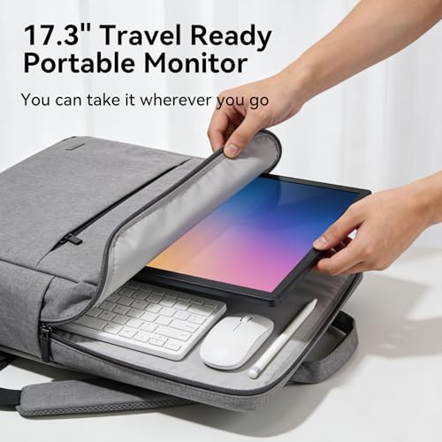 Image of Portable Large Screen Monitor, 17.3 inch Portable Monitor HDMI USB-C IPS External Screen Small, Built-in Dual Speakers Gaming for Laptop PC, Plug & Play, Lightweight Small Monitor for On-The-Go Use, Black
