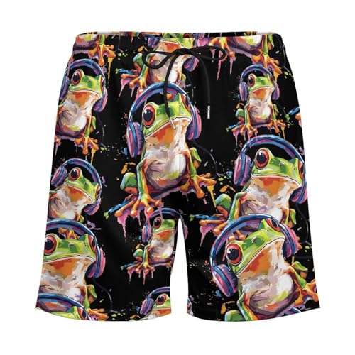 Frog Music Lover Men's Board Shorts Swimsuit Beach Pants Swimwear Bathing Suits4
