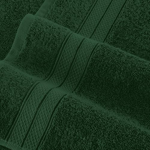 Image of Elegant Comfort Luxury 6-Piece Towel Set, Premium Soft 100% Turkish Cotton, Three Line Popcorn Design 2 Bath Towels, 2 Hand Towels and 2 Washcloths Towel Set - Quick-Drying and Absorbent, Forest Green