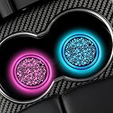Rdxcv 2PCS LED Cup Holder Lights for Car, 7 Color-Changing Light Up Cup Holder Coaster Waterproof Pad, USB Rechargeable LED Drink Mat Cool Interior Decoration for Most Vehicles (Interstellar)