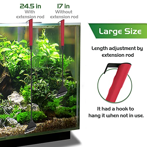 Image of 24.5'' Professional Algae Scraper, Aquarium Blade Cleaner with 10 Pcs Replaceable Blades Stubborn Algae, Suitable for Water Tank Size Above 30 Gallons