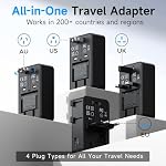 Mini Universal Travel Plug Adapter, 2026 Ultra-Thin PD 25W Fordable Travel Adapter with 1AC 1USB-A 2USB-C Ports,Smart Temperature Control, Worldwide EU/UK/AU/AS Plug Adapter for Travel
