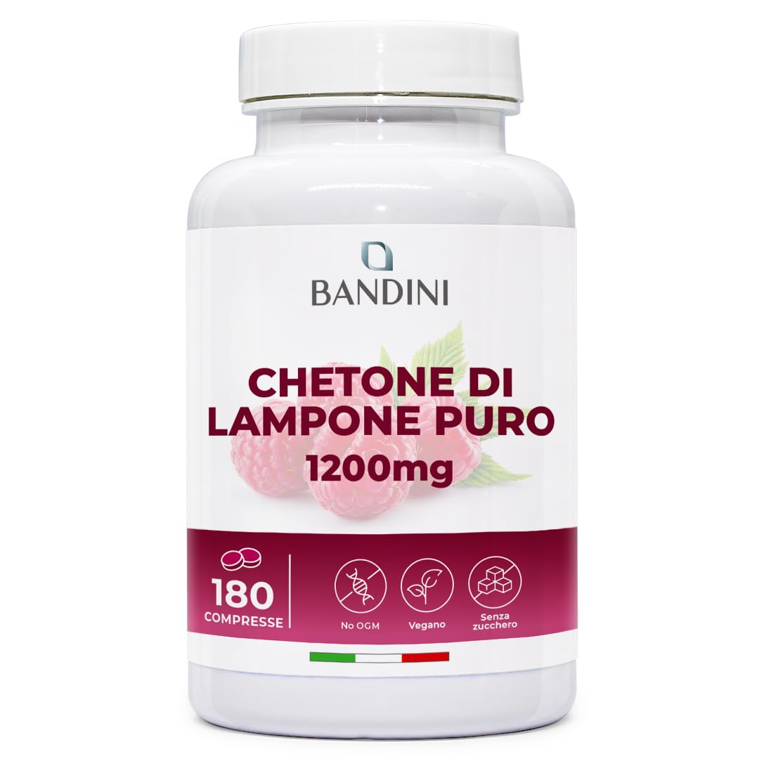Bandini® Chetoni Esogeni di Lampone Puro 1200mg - Integratore Vegano con 180 Compresse per 6 Mesi - Vegan, Facile da Deglutire - Ideale per Dieta Keto, Low Carb e Stili di Vita Equilibrati
