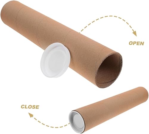Miniatura 6 de 2 tubos de correo Kraft con tapas, tubo portador de póster para envío, almacenamiento y protección de obras de arte y documentos, versátil diseño